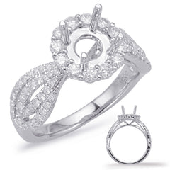 14 KT Rounds Shape White Gold Halo Engagement Ring