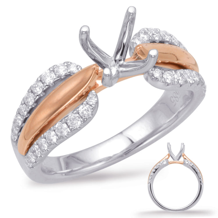 14 KT Rounds Shape Rose & White Gold Engagement Ring
