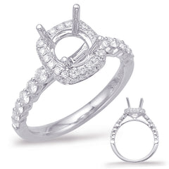 14 KT Rounds Shape White Gold Halo Engagement Ring