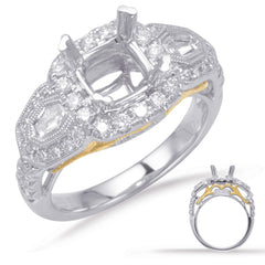 14 KT Baguette Shape Yellow & White Gold Engagement Ring