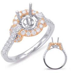 14 KT Rounds Shape Rose & White Gold Halo Engagement Ring