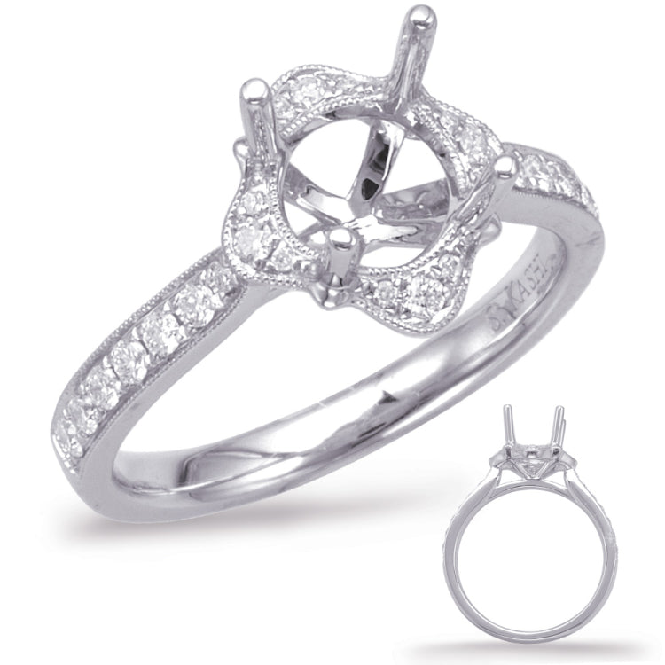 14 KT Rounds Shape White Gold Halo Engagement Ring