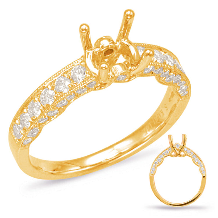 14 KT Rounds Shape Yellow Gold Engagement Ring