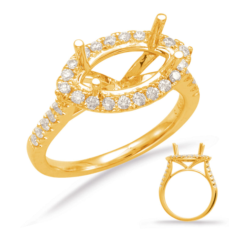 14 KT Rounds Shape Yellow Gold Halo Engagement Ring