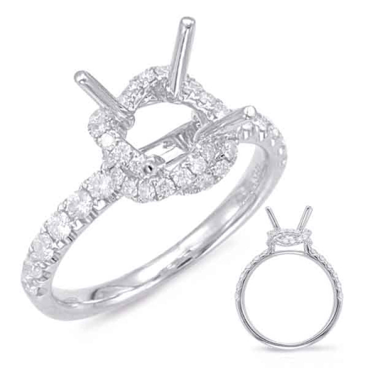 14 KT Rounds Shape White Gold Halo Engagement Ring