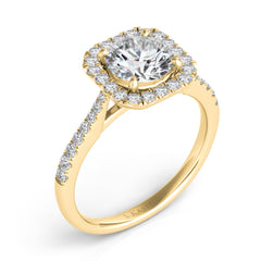 14 KT Rounds Shape Yellow Gold Halo Engagement Ring