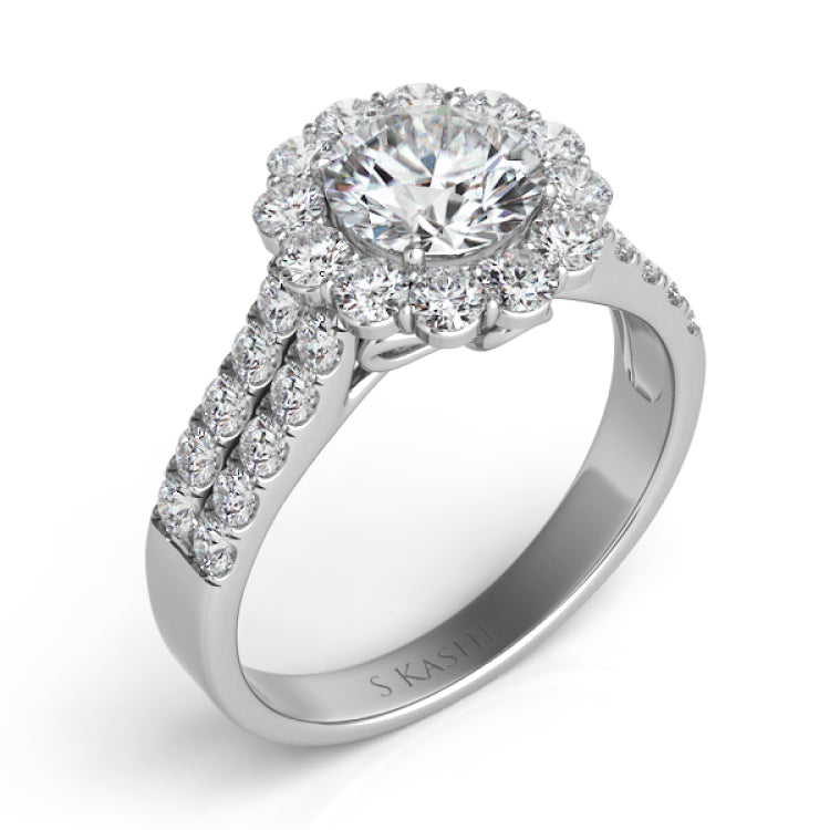 14 KT Rounds Shape White Gold Engagement Ring