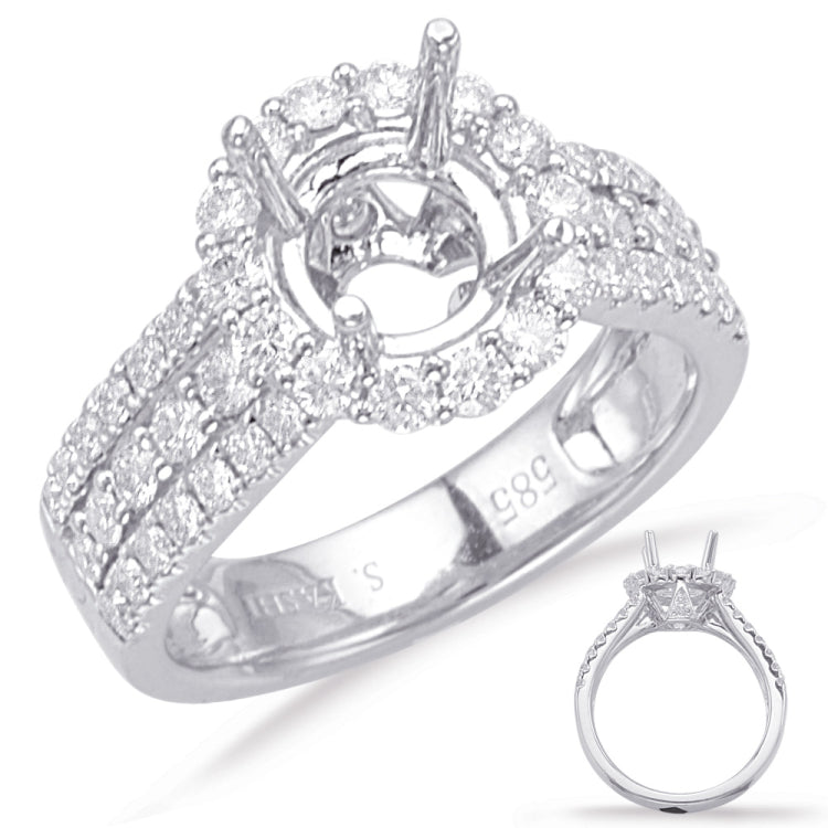 14 KT Rounds Shape White Gold Halo Engagement Ring