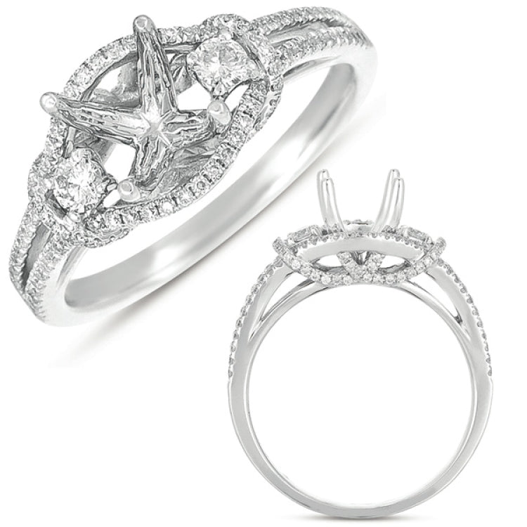 14 KT Rounds Shape White Gold Engagement Ring
