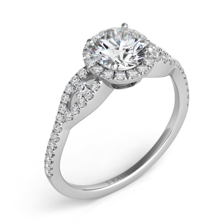 14 KT Rounds Shape White Gold Halo Engagement Ring