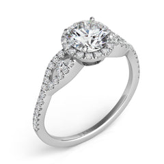 14 KT Rounds Shape White Gold Halo Engagement Ring