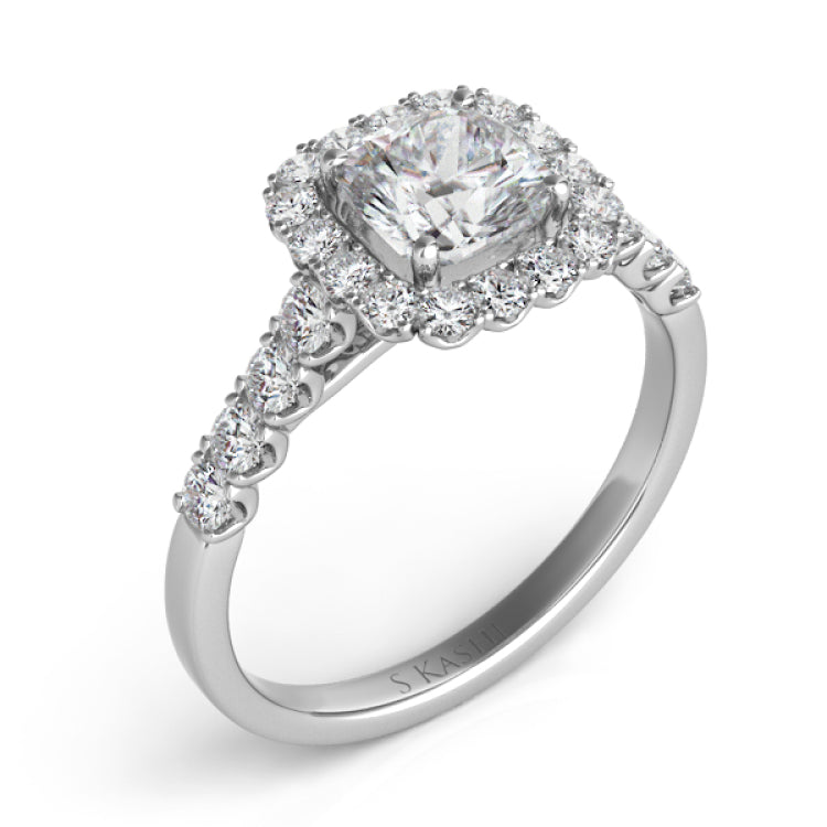 14 KT Rounds Shape White Gold Engagement Ring