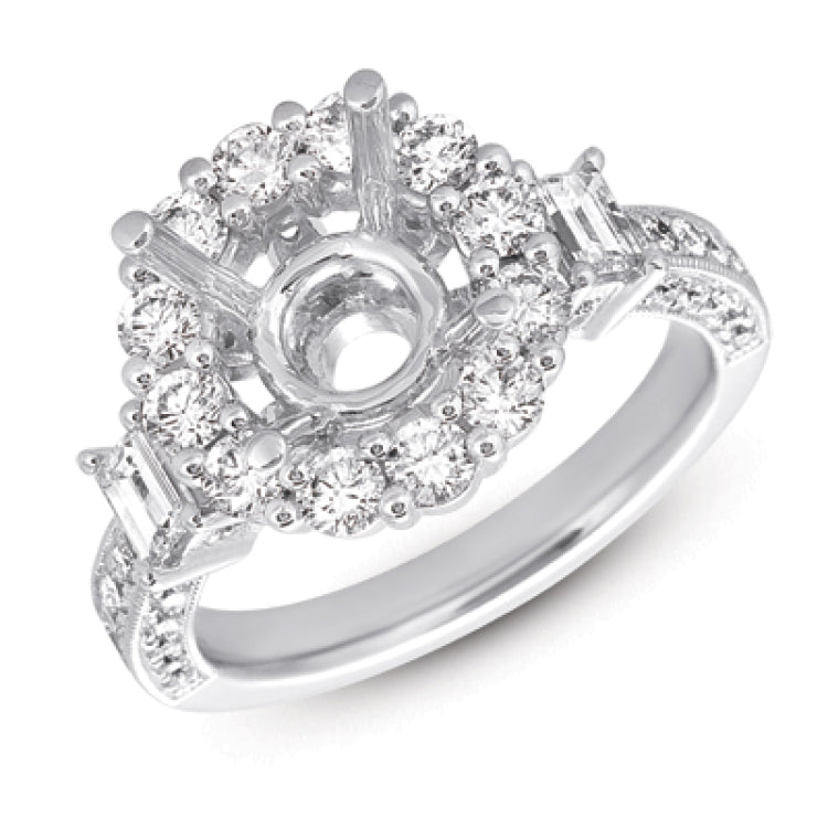 14 KT Emerald Cut Shape White Gold Engagement Ring