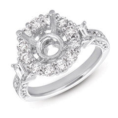 14 KT Emerald Cut Shape White Gold Engagement Ring