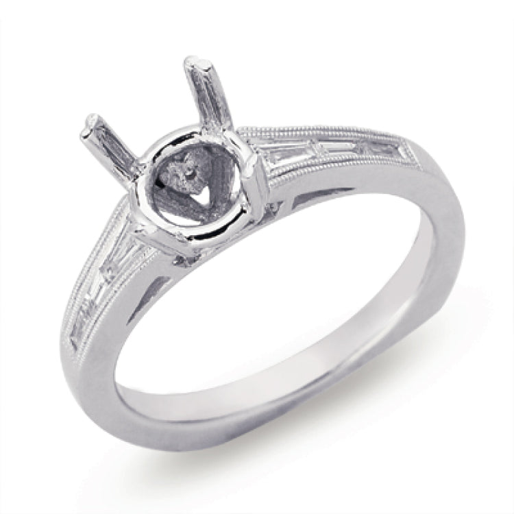 14 KT Baguette Shape White Gold Engagement Ring