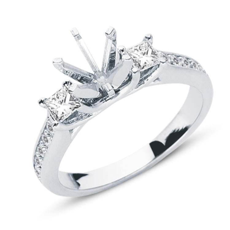 14 KT Princess Shape White Gold Engagement Ring