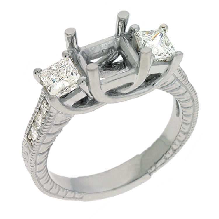 14 KT Princess Shape White Gold Engagement Ring