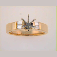 14 KT Baguette Shape Yellow Gold Engagement Ring