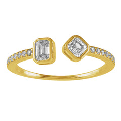 14 KT Asscher Shape Yellow Gold Diamond Ring
