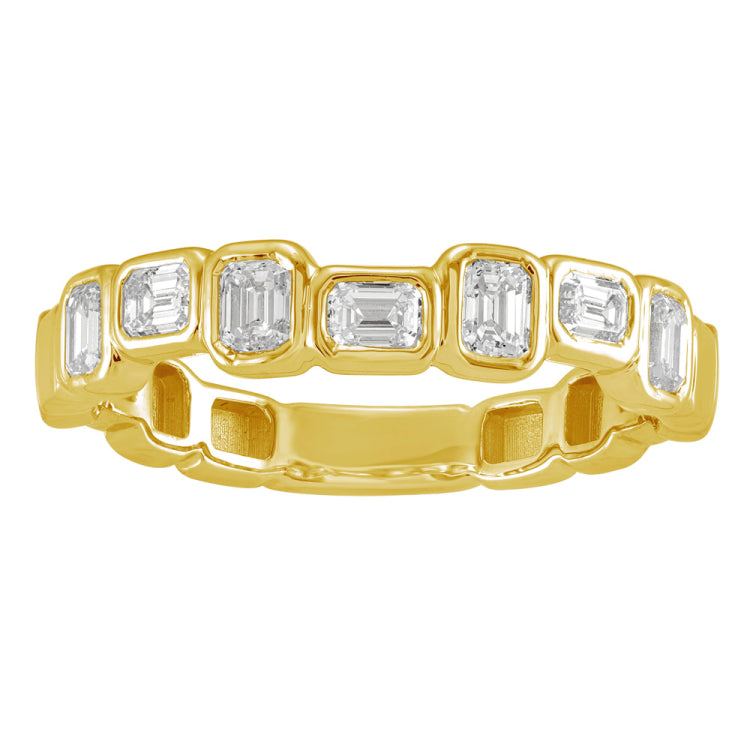 14 KT Emerald Cut Shape Yellow Gold Diamond Ring