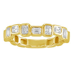14 KT Emerald Cut Shape Yellow Gold Diamond Ring