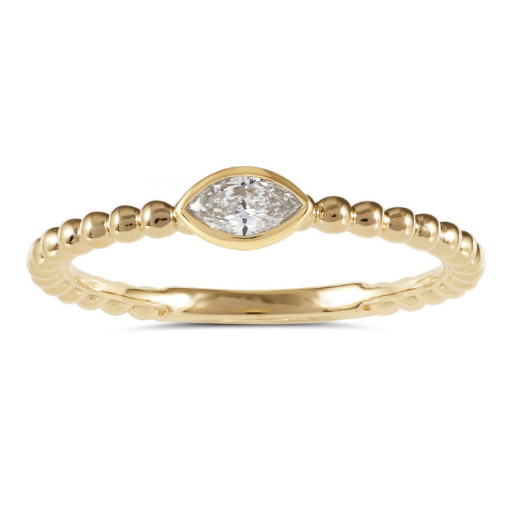 14 KT Marquise Shape Yellow Gold Diamond Ring