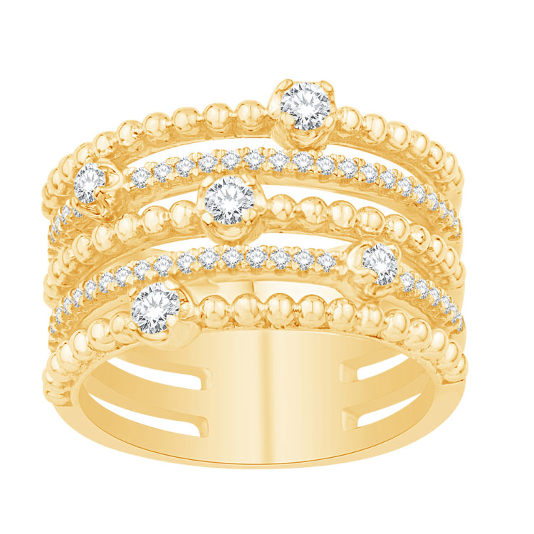 14 KT Rounds Shape Yellow Gold Diamond Ring