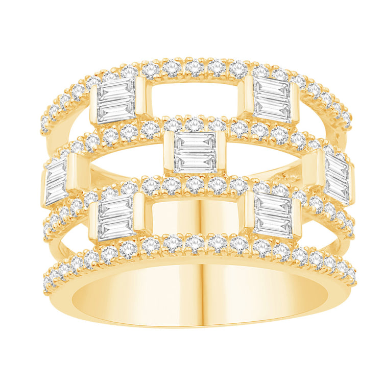 14 KT Baguette Shape Yellow Gold Diamond Ring