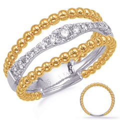 14 KT Rounds Shape Yellow & White Gold Diamond Fashion Ring