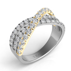 14 KT Rounds Shape Yellow & White Gold Diamond Fashion Ring