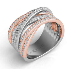 14 KT Rounds Shape Rose & White Gold Diamond Fashion Ring