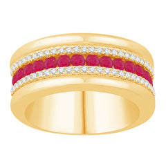 14 KT Rounds Shape Yellow Gold Ruby & Diamond Ring