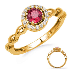 14 KT Rounds Shape Yellow Gold Ruby & Diamond Ring