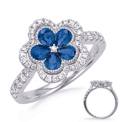 14 KT Rounds Shape White Gold Sapphire & Diamond  Ring