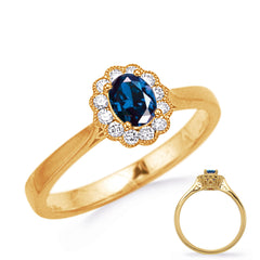 14 KT Rounds Shape Yellow Gold Sapphire & Diamond Ring