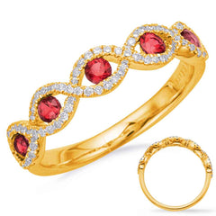14 KT Rounds Shape Yellow Gold Ruby & Diamond Ring