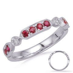 14 KT Rounds Shape White Gold Ruby & Diamond Ring