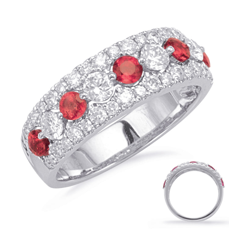 14 KT Rounds Shape White Gold Ruby & Diamond Ring