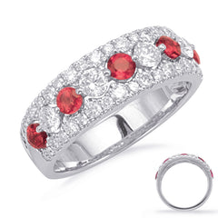 14 KT Rounds Shape White Gold Ruby & Diamond Ring