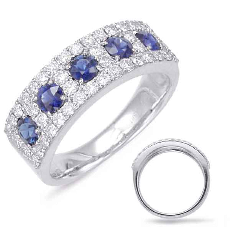 14 KT Rounds Shape White Gold Sapphire & Diamond Ring