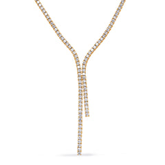 14 KT Rounds Shape Yellow Gold Four Prong Tennis Lariat