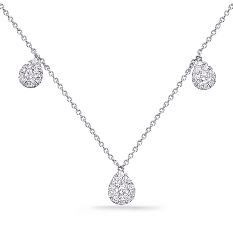 14 KT Rounds Shape White Gold Diamond Necklace