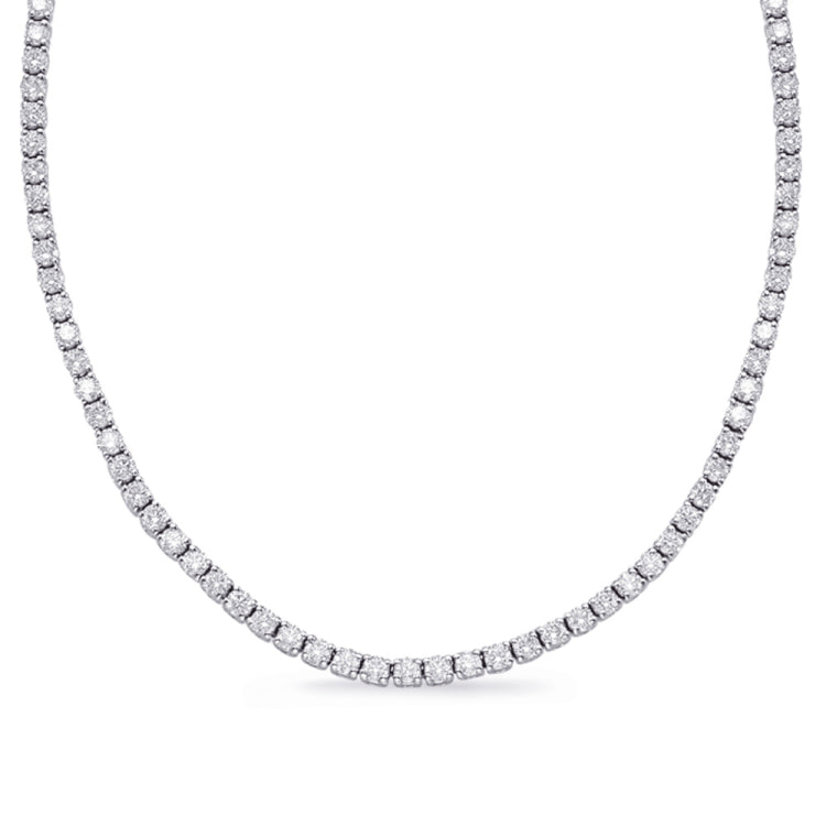 14 KT Rounds Shape White Gold Four Prong Necklace