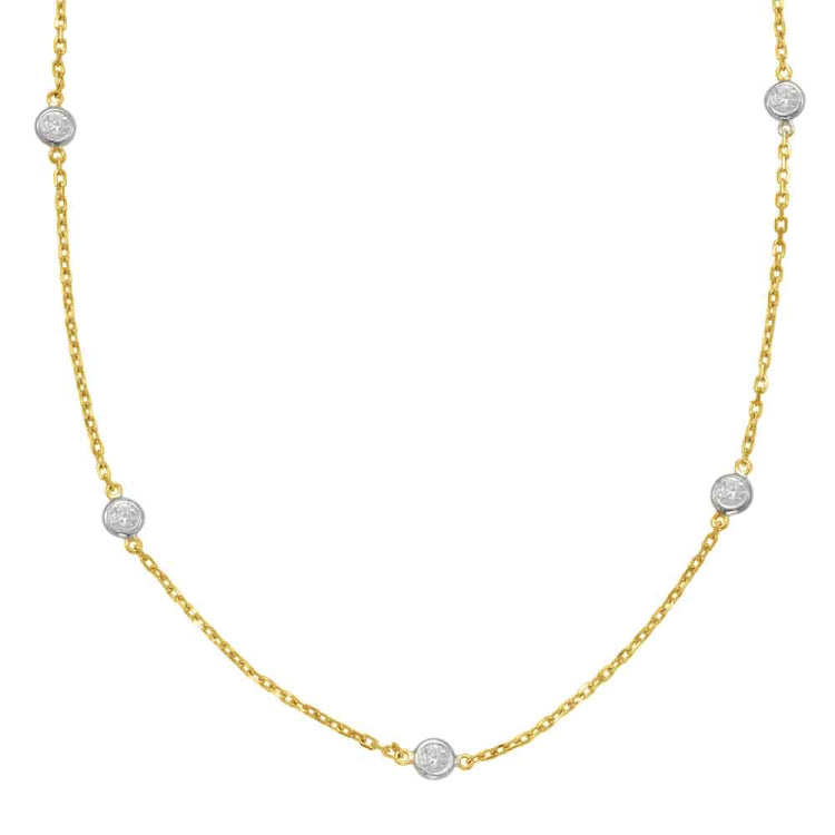 14 KT Rounds Shape Yellow Gold Diamond By The Yard Necklace