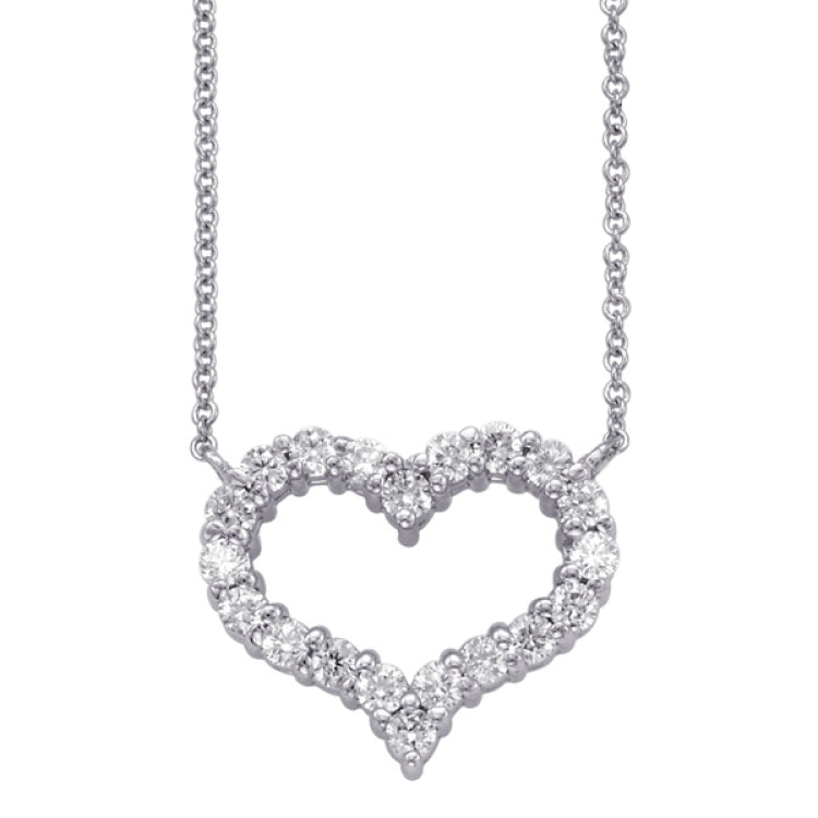 14 KT Rounds Shape White Gold Diamond Heart Necklace