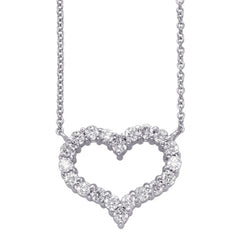 14 KT Rounds Shape White Gold Diamond Heart Necklace