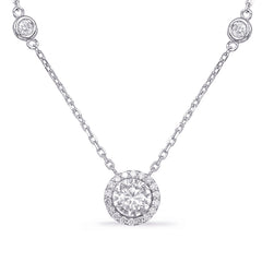 14 KT Rounds Shape White Gold Halo Diamond By The Yard Neck