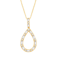 14 KT Baguette Shape Yellow Gold Diamond Pendant