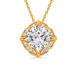14 KT Rounds Shape Yellow Gold Diamond Pendant