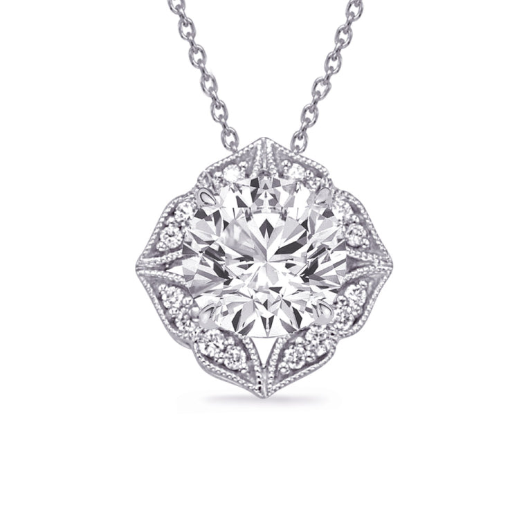 14 KT Rounds Shape White Gold Diamond Pendant